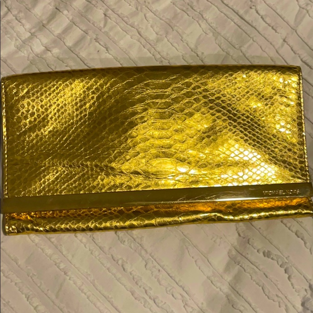 Gold snake skin Michael kors clutch